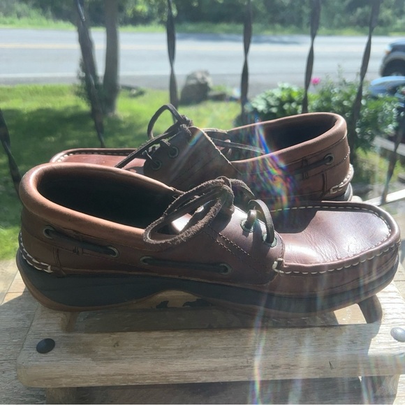 Riggers Men 9.5D 3 Eye Boat Shoes Brown Leather - Picture 7 of 11